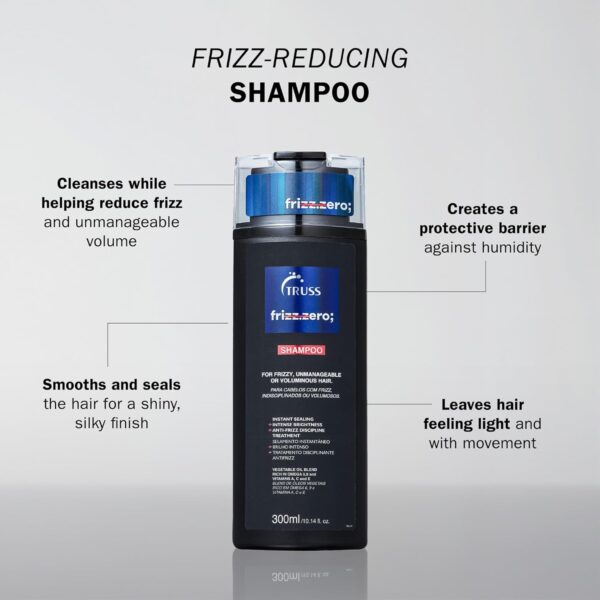 TRUSS Frizz Zero Shampoo 300ml - para cabello encrespado - Imagen 5